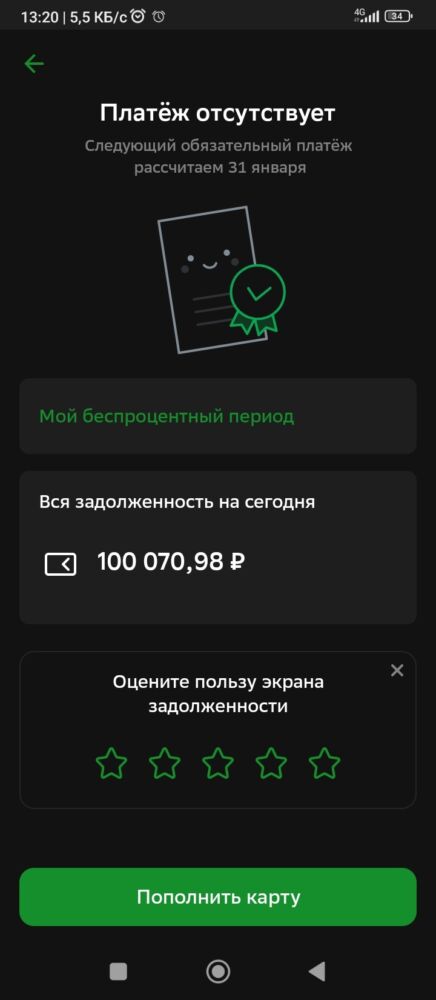 Моя задолженность по кредиту.