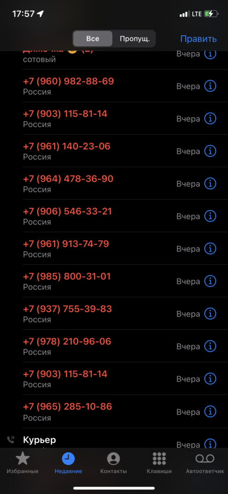 Ежедневные звонки , их малая часть